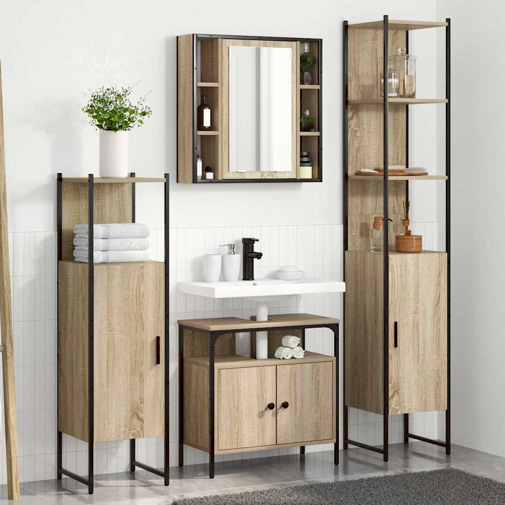 vidaXL Bathroom Furniture Set 4 pcs Sonoma Oak Engineered Wood 1