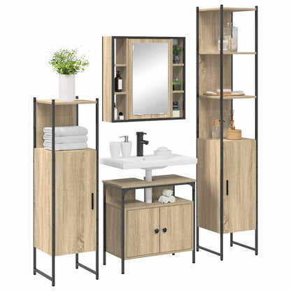 vidaXL Bathroom Furniture Set 4 pcs Sonoma Oak Engineered Wood 3
