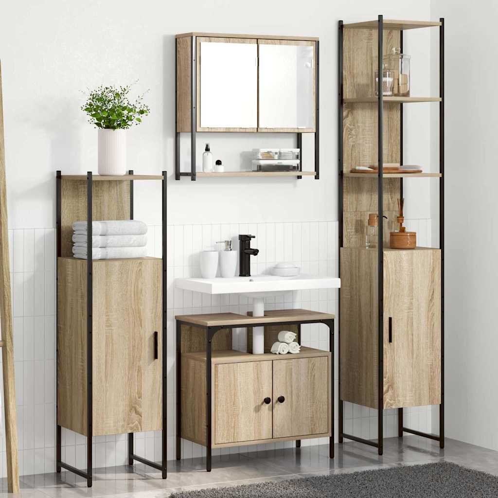 vidaXL Bathroom Furniture Set 4 pcs Sonoma Oak Engineered Wood 1