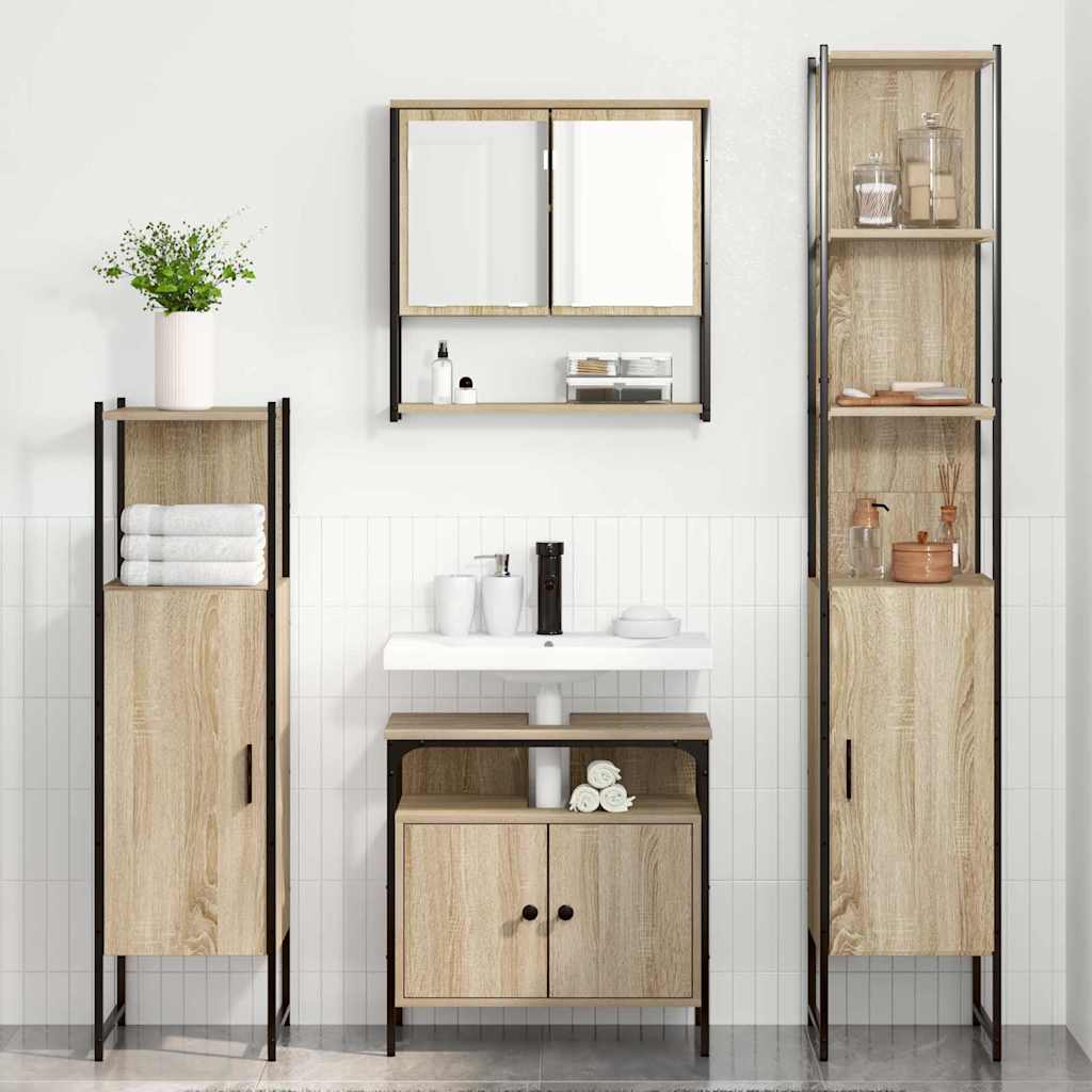vidaXL Bathroom Furniture Set 4 pcs Sonoma Oak Engineered Wood 4