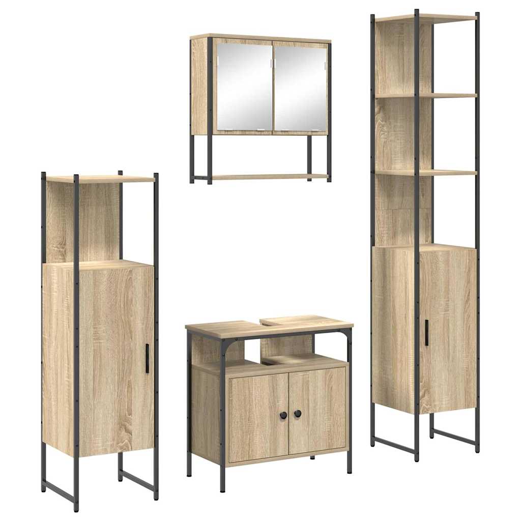 vidaXL Bathroom Furniture Set 4 pcs Sonoma Oak Engineered Wood 2
