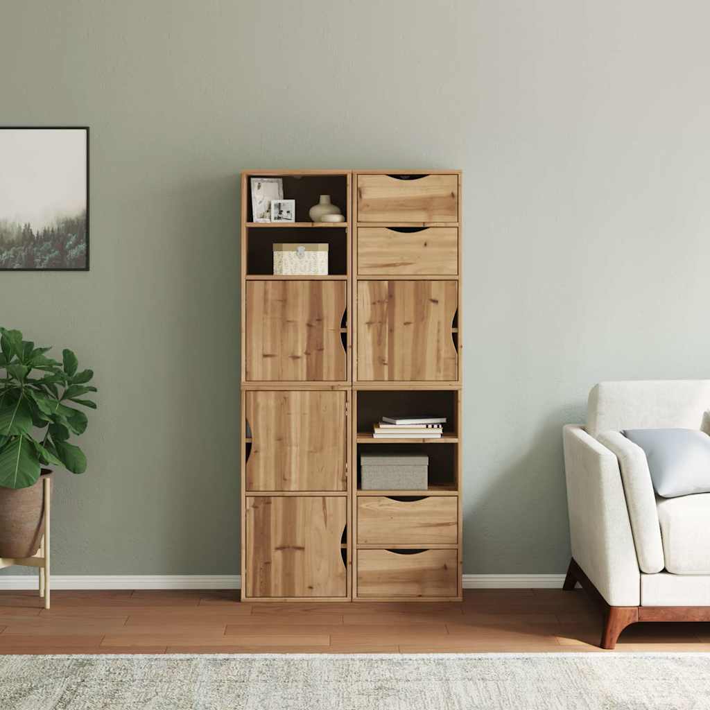 vidaXL Side Cabinets 4 pcs "ODDA" 40x24x79 cm Solid Wood Pine 3