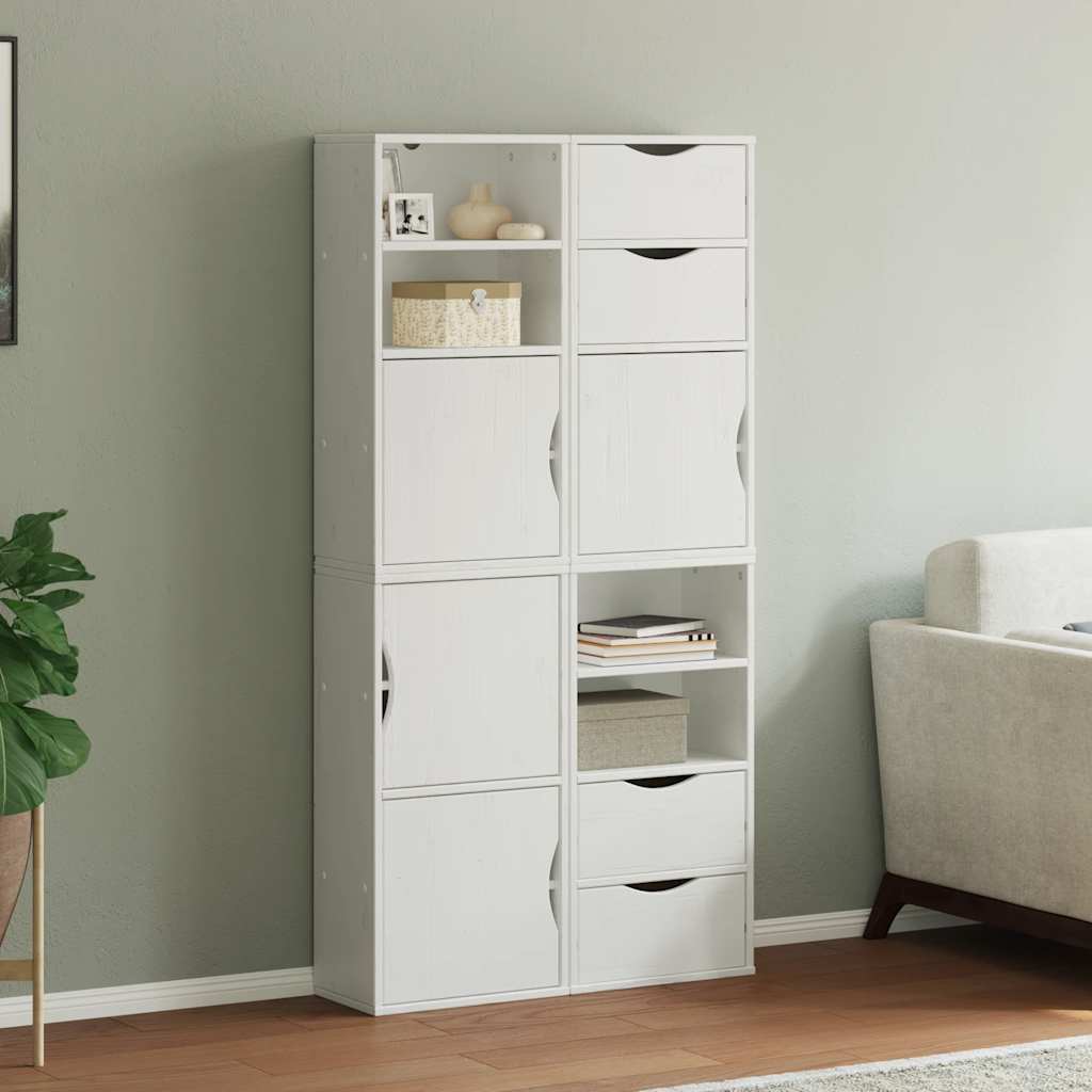 vidaXL Side Cabinets 4 pcs "ODDA" White 40x24x79 cm Solid Wood Pine 1