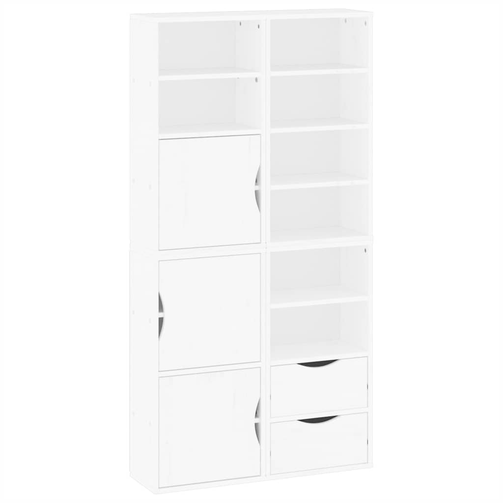 Side Cabinets 5 pcs "ODDA" 40x24x79 cm Solid Wood Pine White 8 shelves 2 drawers