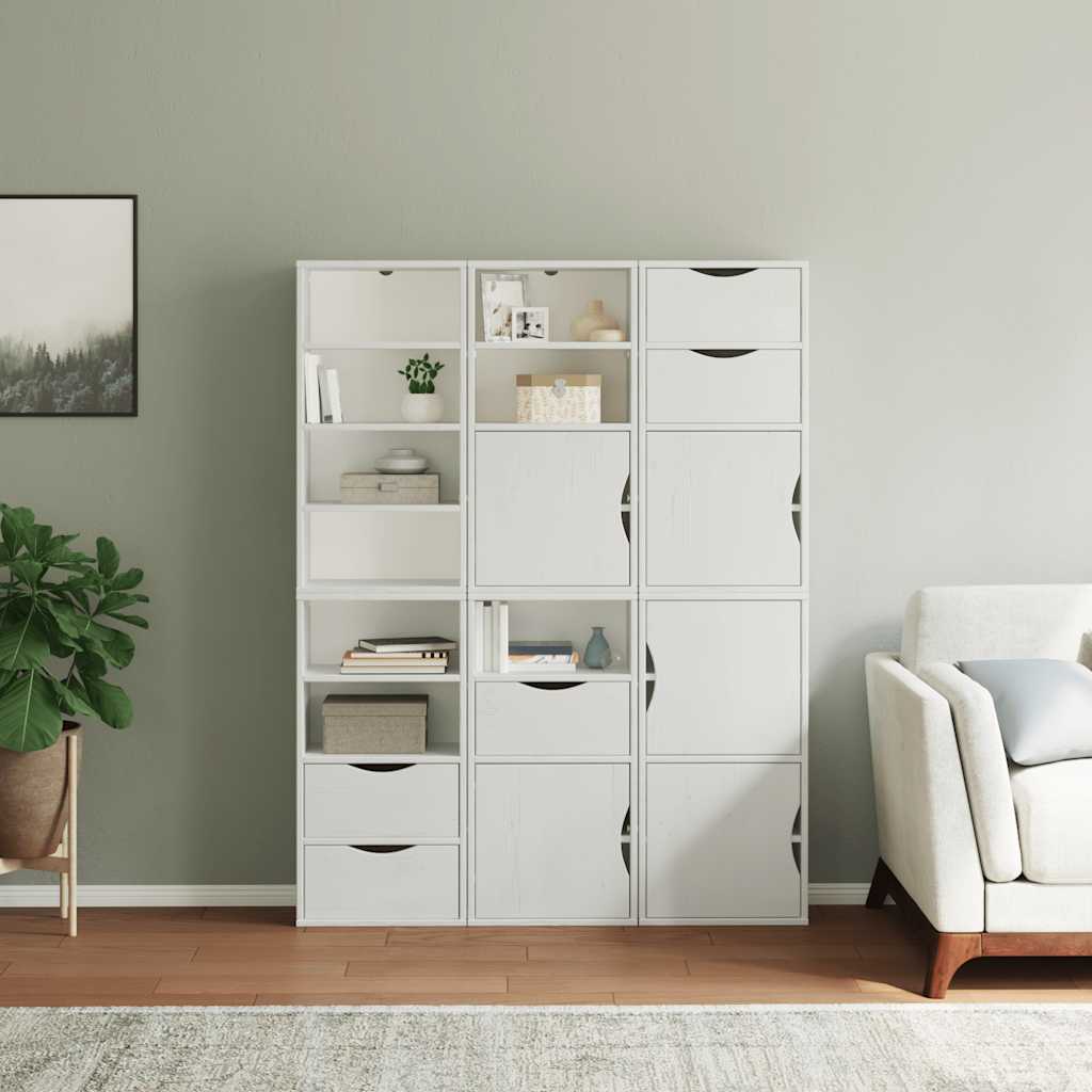 vidaXL Side Cabinets 6 pcs "ODDA" White 40x24x79 cm Solid Wood Pine 3