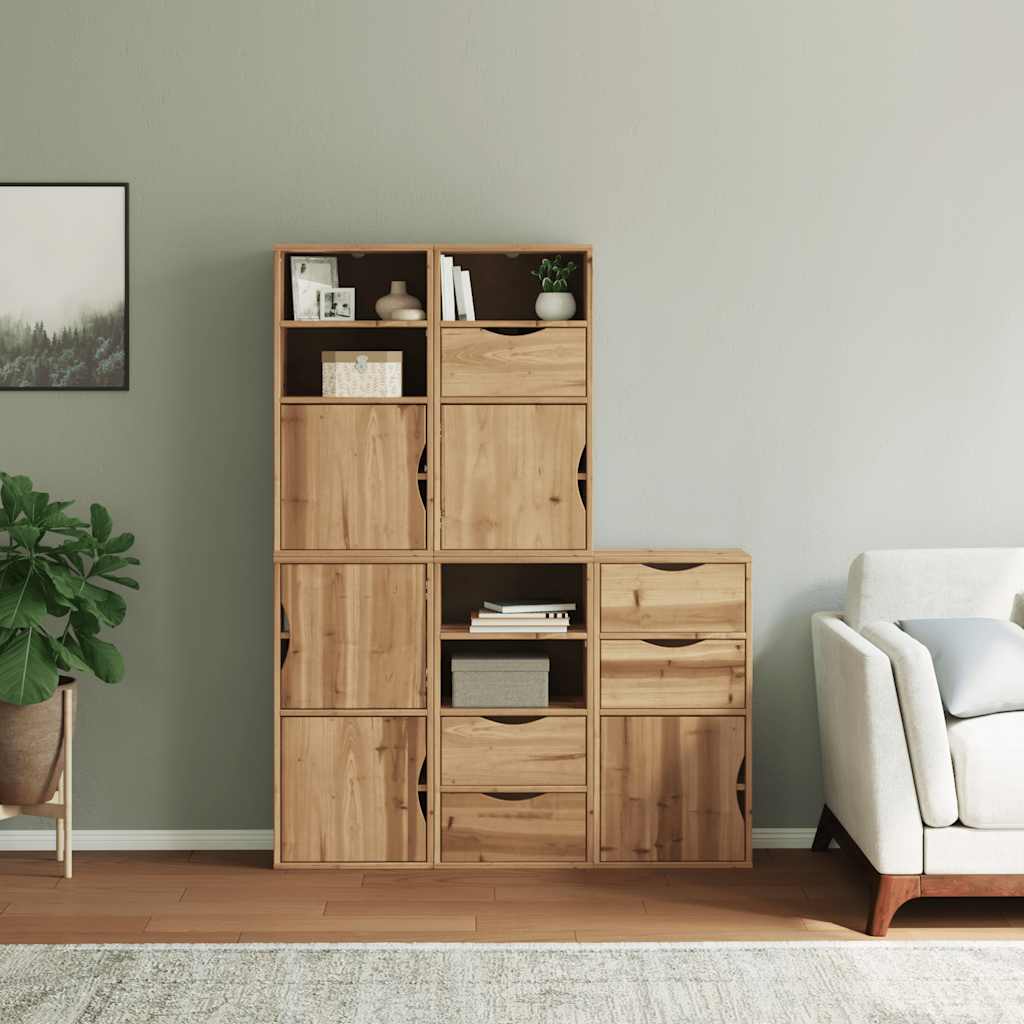 vidaXL Side Cabinets 5 pcs "ODDA" 40x24x79 cm Solid Wood Pine 3