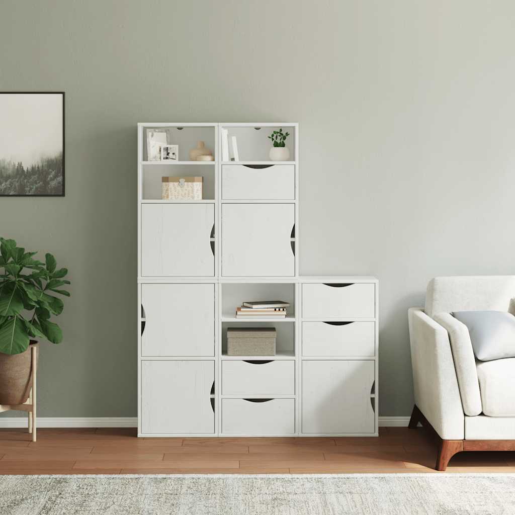 vidaXL Side Cabinets 5 pcs "ODDA" White 40x24x79 cm Solid Wood Pine 3