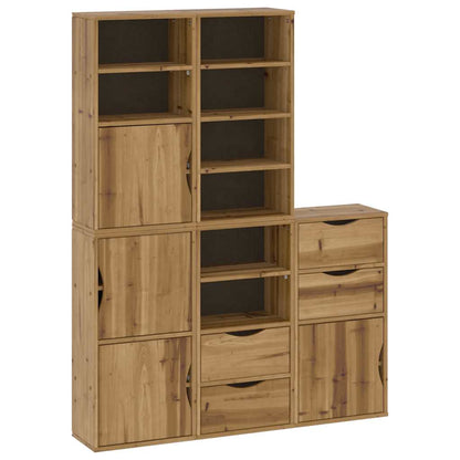 Side Cabinets 5 pcs "ODDA" 40x24x79 cm Solid Wood Pine Natural 8 shelves 4 drawers