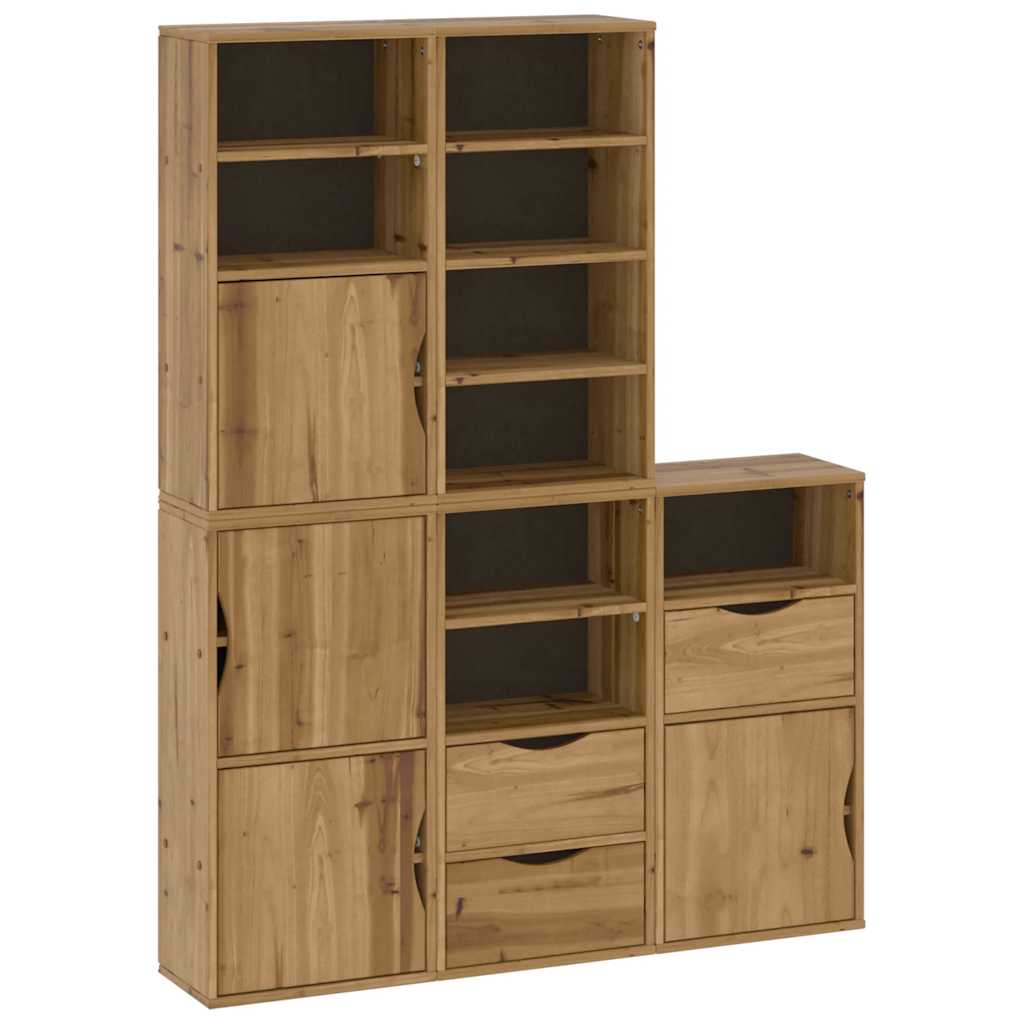 Side Cabinets 5 pcs "ODDA" 40x24x79 cm Solid Wood Pine Natural 9 shelves 3 drawers