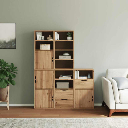 Side Cabinets 5 pcs "ODDA" 40x24x79 cm Solid Wood Pine Natural 9 shelves 3 drawers