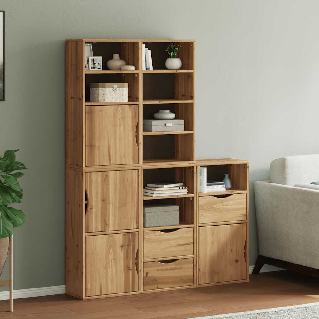 Side Cabinets 5 pcs "ODDA" 40x24x79 cm Solid Wood Pine Natural 9 shelves 3 drawers