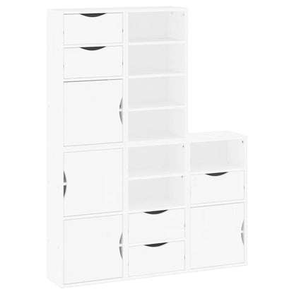 Side Cabinets 5 pcs "ODDA" 40x24x79 cm Solid Wood Pine White 7 shelves 5 drawers
