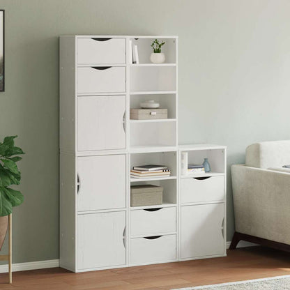 Side Cabinets 5 pcs "ODDA" 40x24x79 cm Solid Wood Pine White 7 shelves 5 drawers
