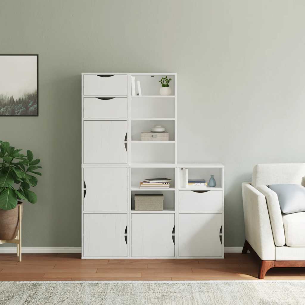 vidaXL Side Cabinets 5 pcs "ODDA" White 40x24x79 cm Solid Wood Pine 3