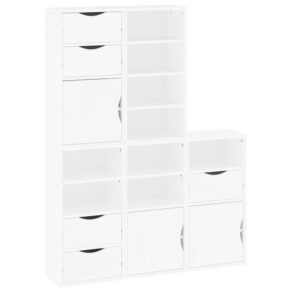 vidaXL Side Cabinets 5 pcs "ODDA" White 40x24x79 cm Solid Wood Pine 2