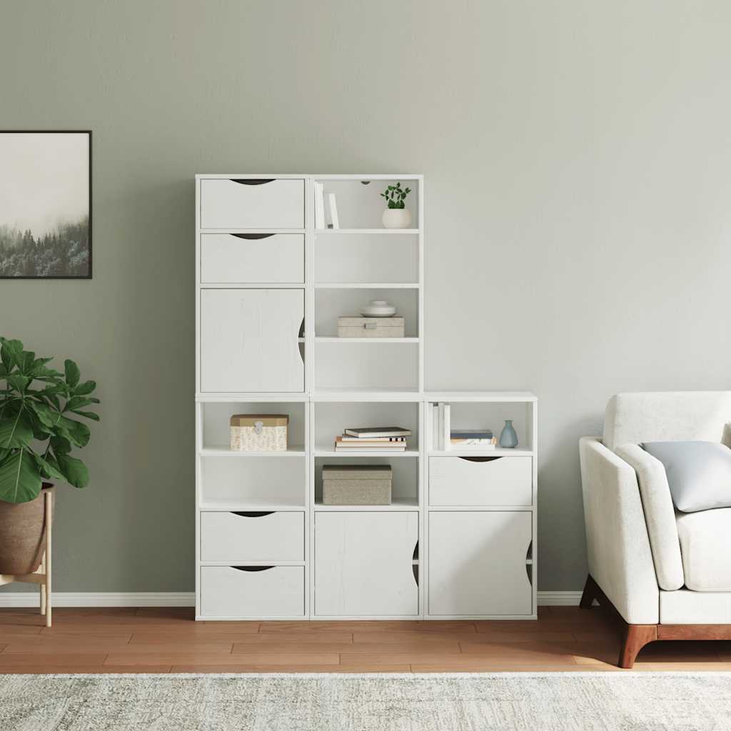 vidaXL Side Cabinets 5 pcs "ODDA" White 40x24x79 cm Solid Wood Pine 3