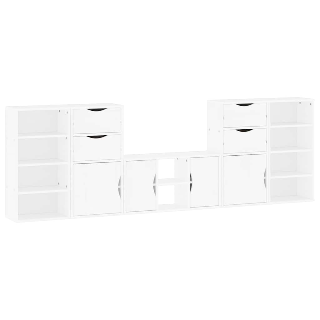 vidaXL 5 Piece TV Units with Storage "ODDA" White Solid Wood Pine 2
