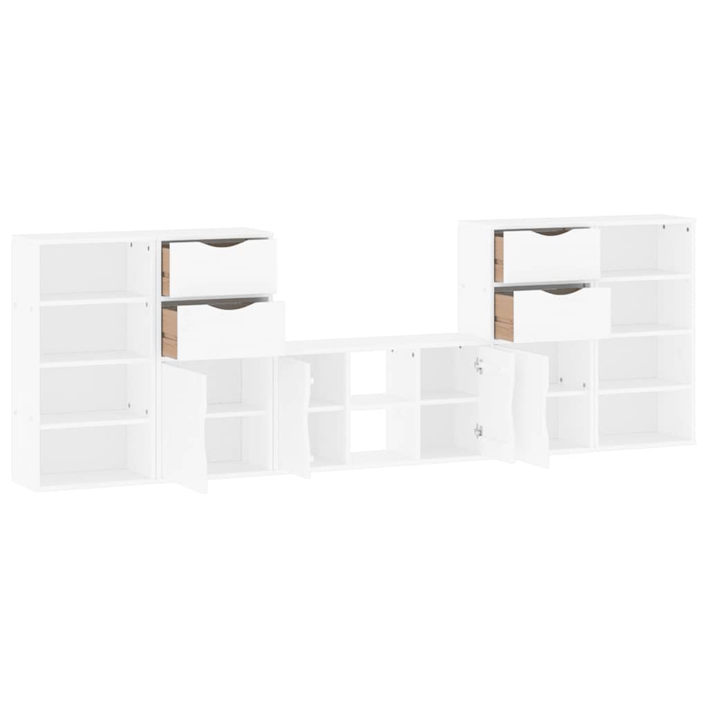 vidaXL 5 Piece TV Units with Storage "ODDA" White Solid Wood Pine 5