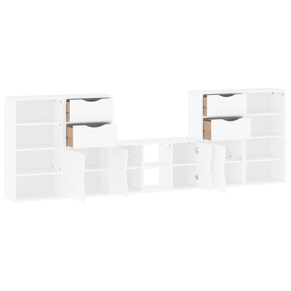 vidaXL 5 Piece TV Units with Storage "ODDA" White Solid Wood Pine 5