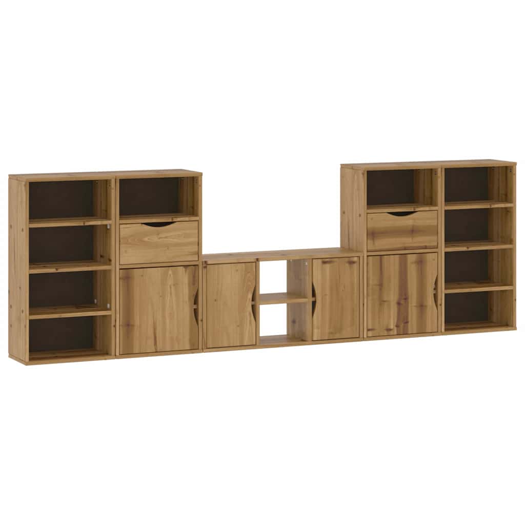 vidaXL 5 Piece TV Units with Storage "ODDA" Solid Wood Pine 2