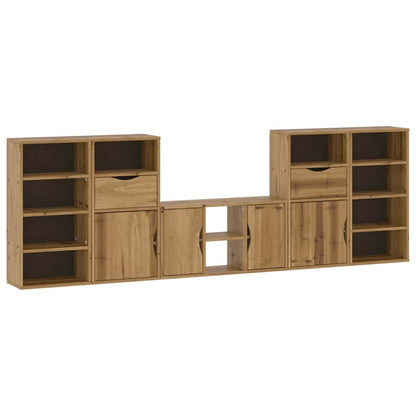 vidaXL 5 Piece TV Units with Storage "ODDA" Solid Wood Pine 2