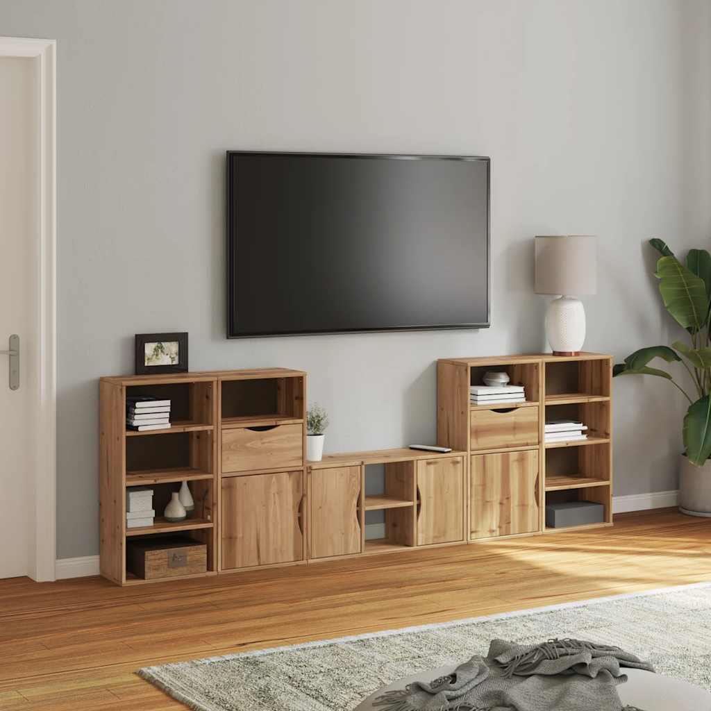 vidaXL 5 Piece TV Units with Storage "ODDA" Solid Wood Pine 3