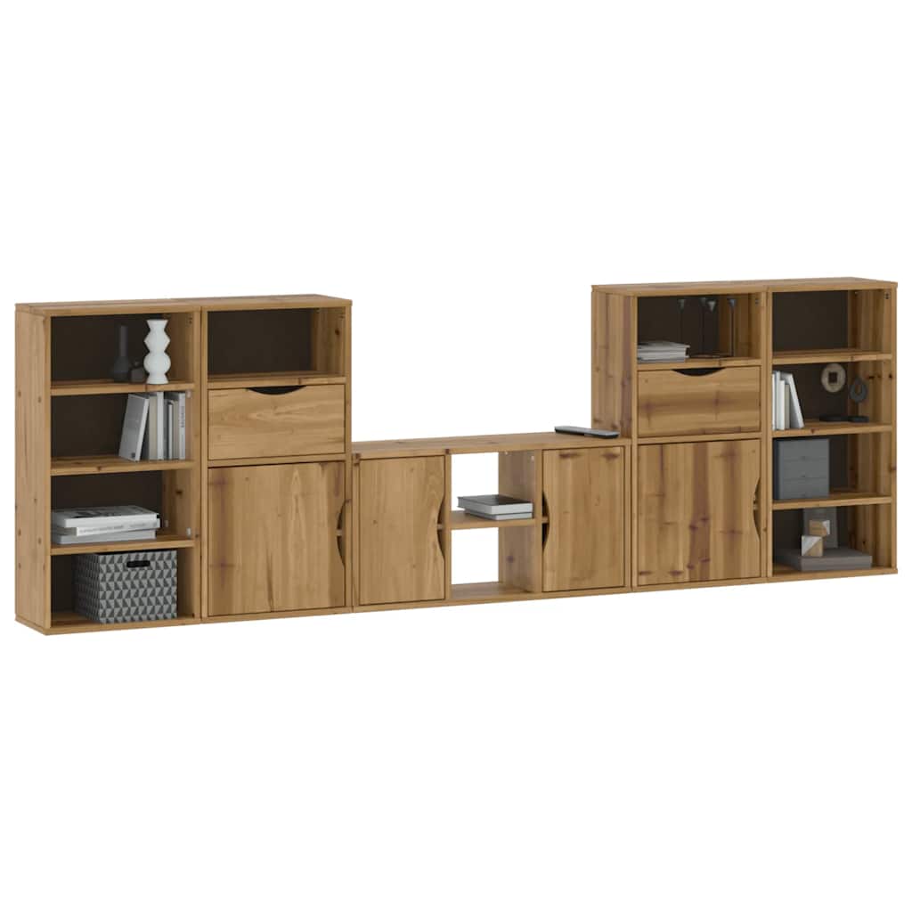 vidaXL 5 Piece TV Units with Storage "ODDA" Solid Wood Pine 4