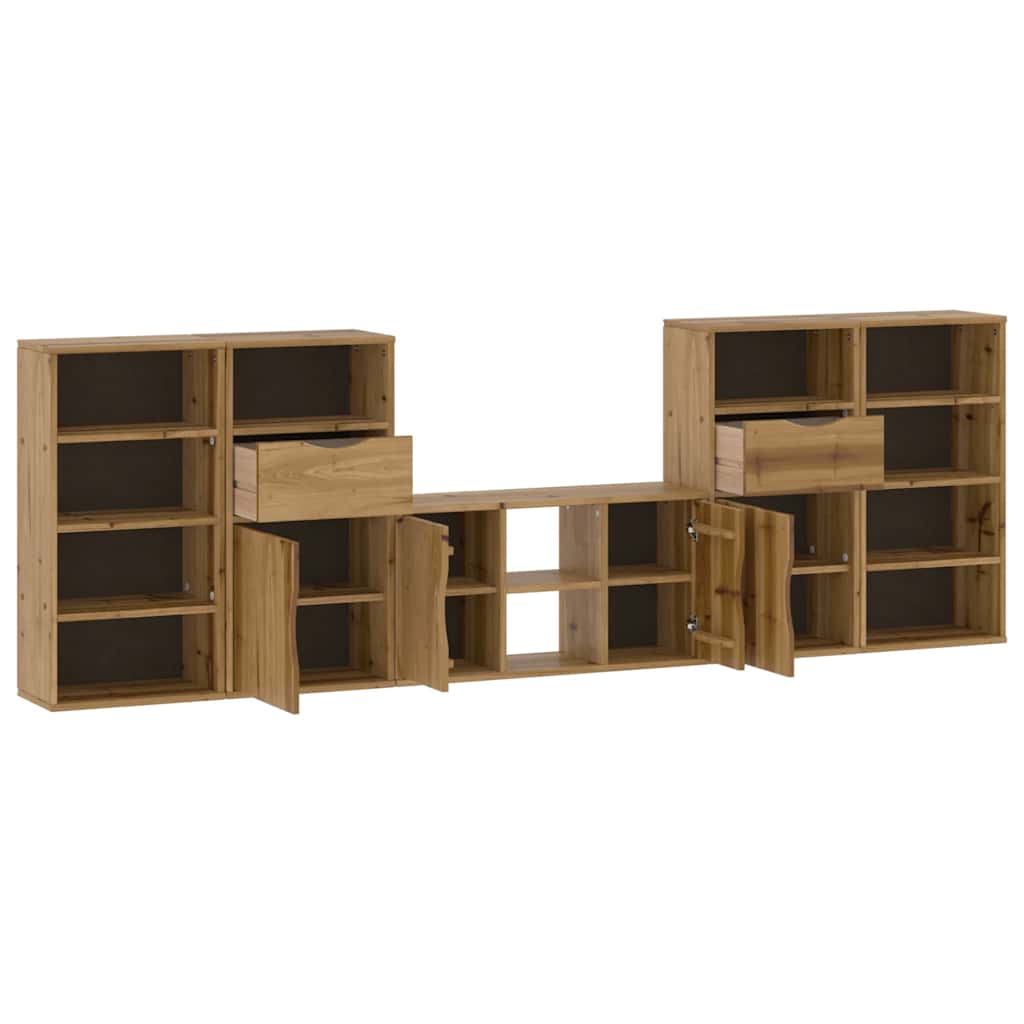vidaXL 5 Piece TV Units with Storage "ODDA" Solid Wood Pine 5