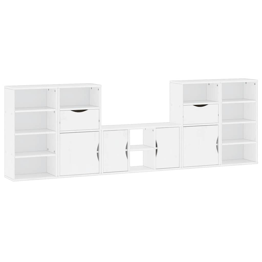 vidaXL 5 Piece TV Units with Storage "ODDA" White Solid Wood Pine 2