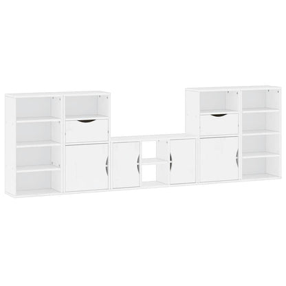 vidaXL 5 Piece TV Units with Storage "ODDA" White Solid Wood Pine 2