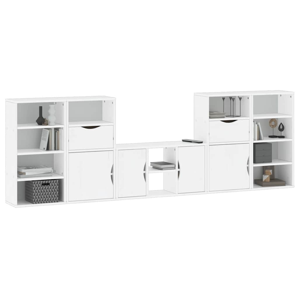vidaXL 5 Piece TV Units with Storage "ODDA" White Solid Wood Pine 4