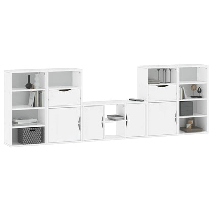 vidaXL 5 Piece TV Units with Storage "ODDA" White Solid Wood Pine 4