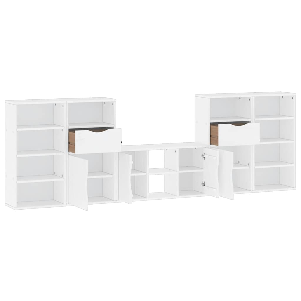 vidaXL 5 Piece TV Units with Storage "ODDA" White Solid Wood Pine 5