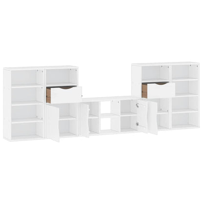 vidaXL 5 Piece TV Units with Storage "ODDA" White Solid Wood Pine 5