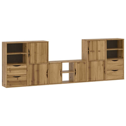 vidaXL 5 Piece TV Units with Storage "ODDA" Solid Wood Pine 2