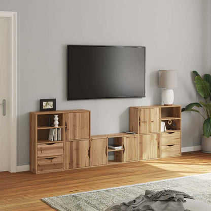 vidaXL 5 Piece TV Units with Storage "ODDA" Solid Wood Pine 3