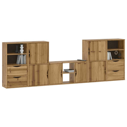 vidaXL 5 Piece TV Units with Storage "ODDA" Solid Wood Pine 4