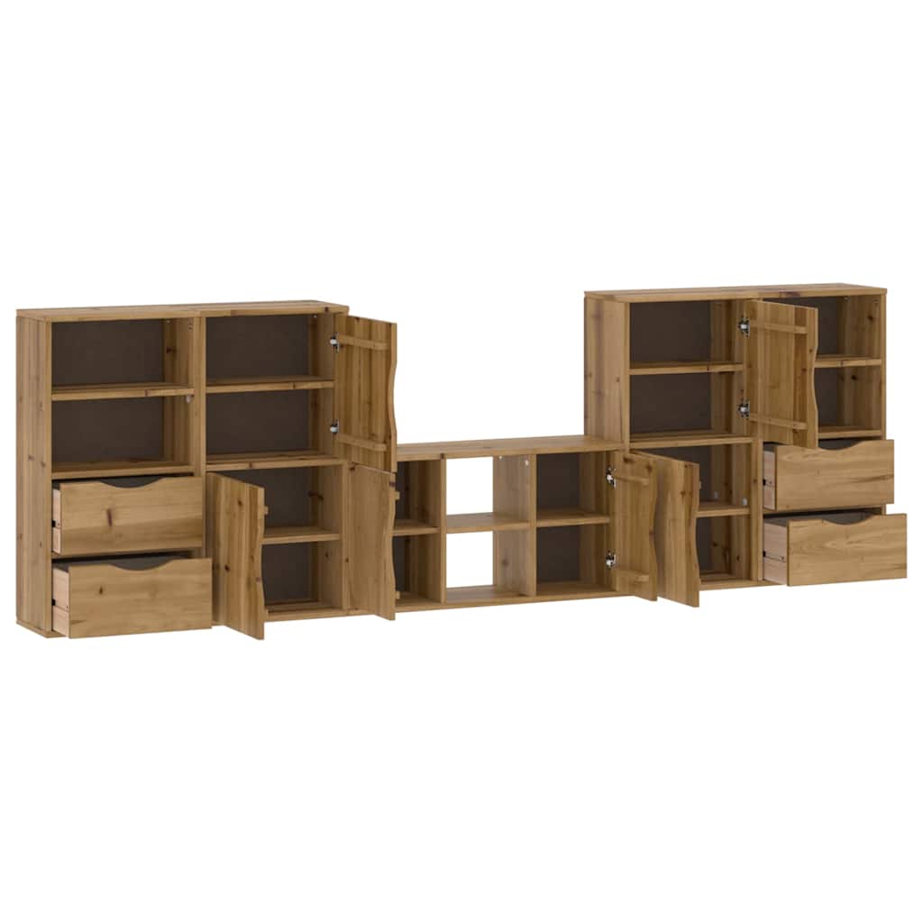 vidaXL 5 Piece TV Units with Storage "ODDA" Solid Wood Pine 5