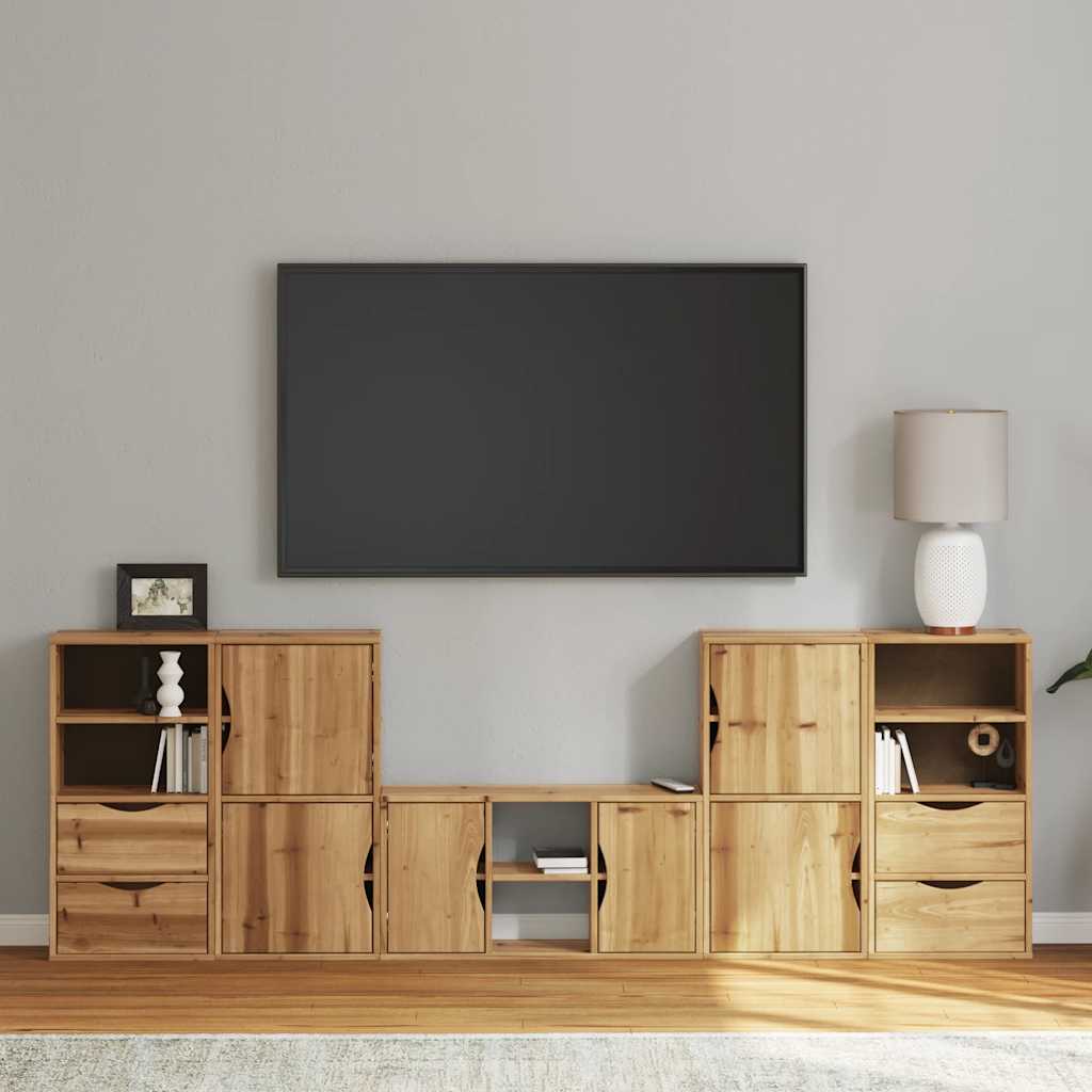 vidaXL 5 Piece TV Units with Storage "ODDA" Solid Wood Pine 1