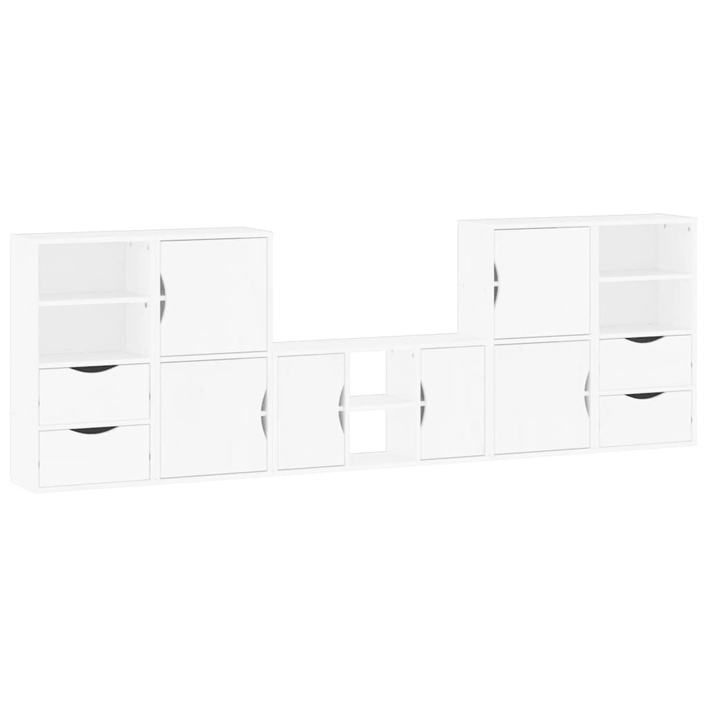 vidaXL 5 Piece TV Units with Storage "ODDA" White Solid Wood Pine 2