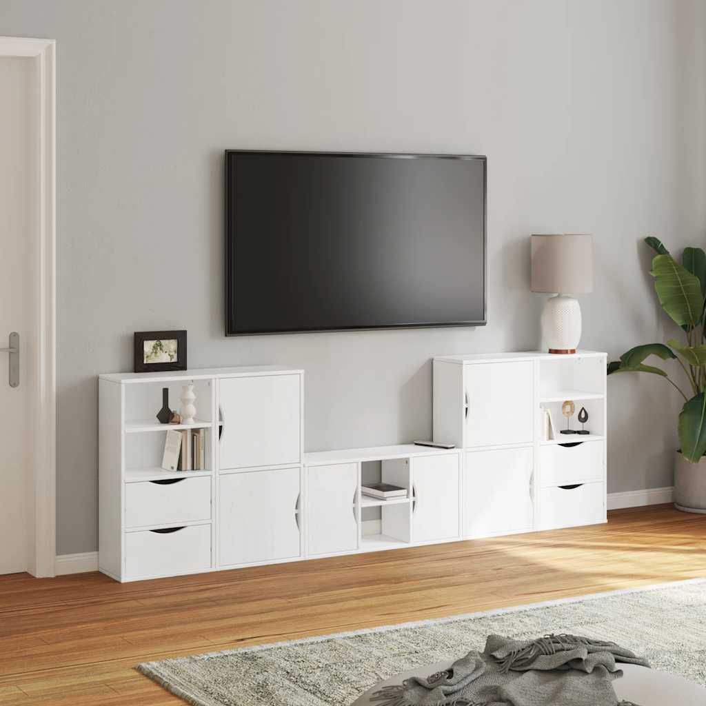 vidaXL 5 Piece TV Units with Storage "ODDA" White Solid Wood Pine 3