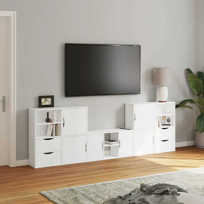 vidaXL 5 Piece TV Units with Storage "ODDA" White Solid Wood Pine 3