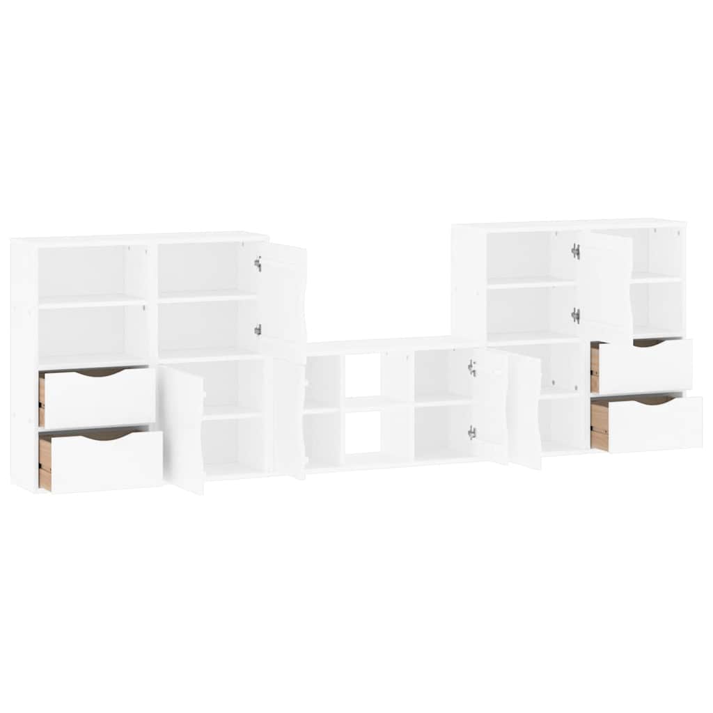 vidaXL 5 Piece TV Units with Storage "ODDA" White Solid Wood Pine 4