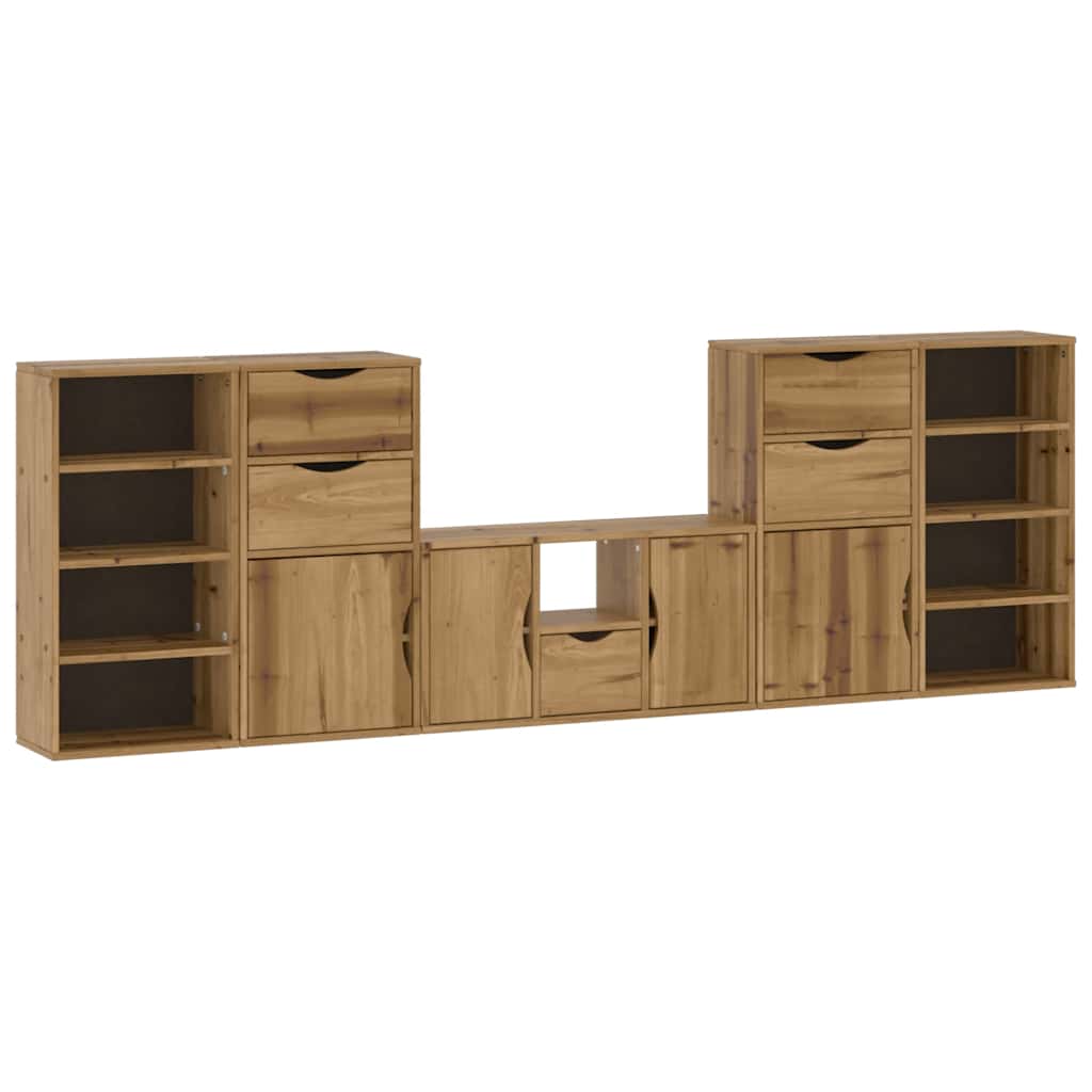 vidaXL 5 Piece TV Units with Storage "ODDA" Solid Wood Pine 2