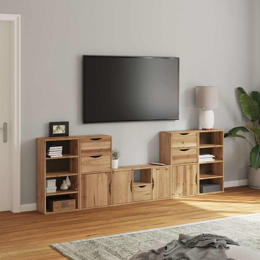 vidaXL 5 Piece TV Units with Storage "ODDA" Solid Wood Pine 3