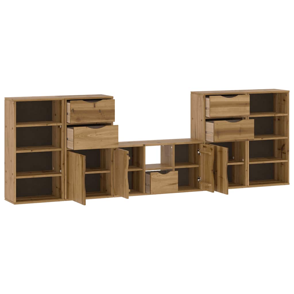 vidaXL 5 Piece TV Units with Storage "ODDA" Solid Wood Pine 4