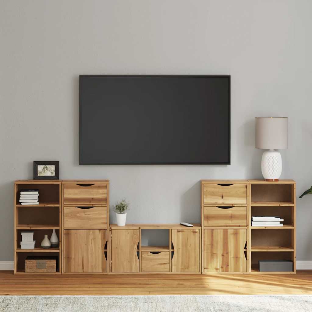 vidaXL 5 Piece TV Units with Storage "ODDA" Solid Wood Pine 1