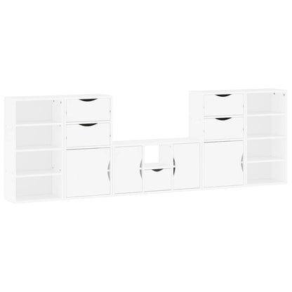 vidaXL 5 Piece TV Units with Storage "ODDA" White Solid Wood Pine 2