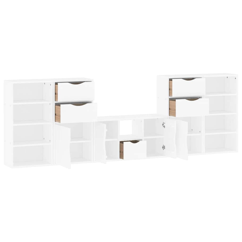 vidaXL 5 Piece TV Units with Storage "ODDA" White Solid Wood Pine 5