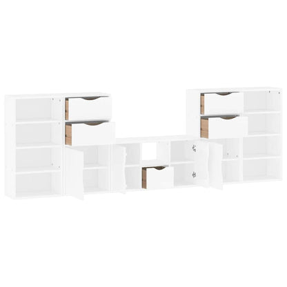 vidaXL 5 Piece TV Units with Storage "ODDA" White Solid Wood Pine 5